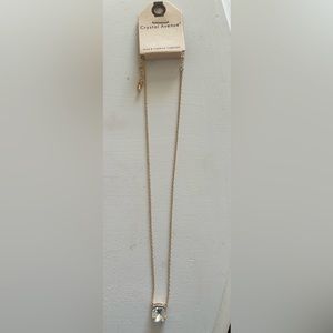 iridescent stone necklace, gold chain